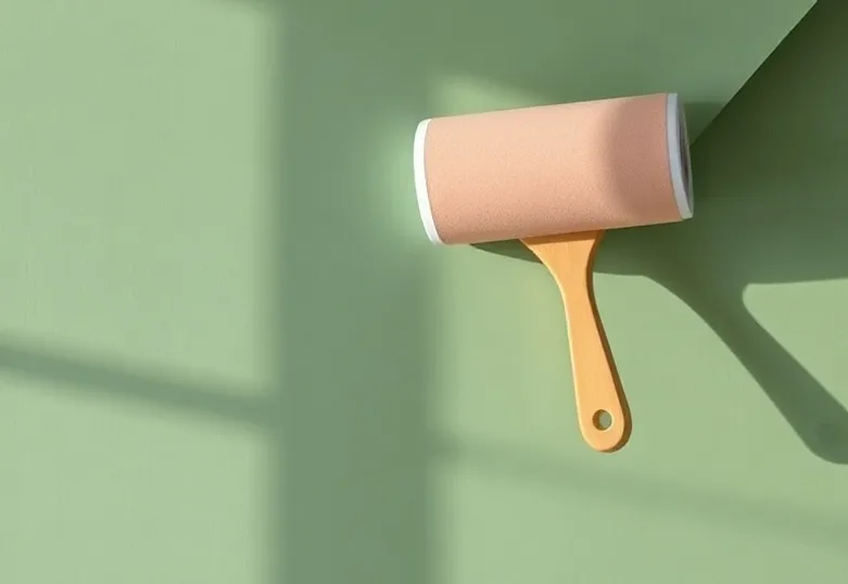 Pose de papier peint, rouleau et brosse à maroufler